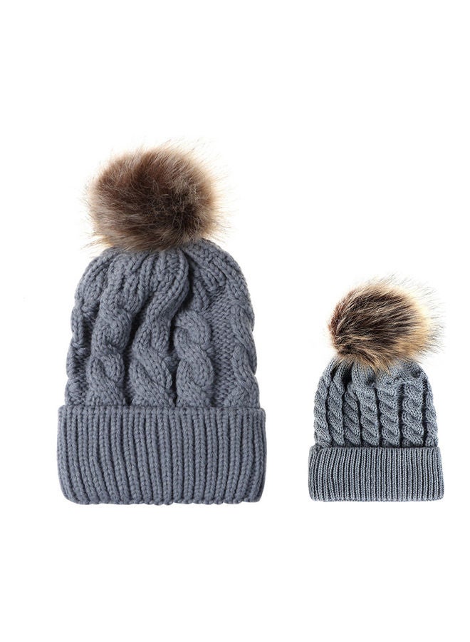 Winter Warm Women Knitted Crochet Wool Hat Hair Ball Earmuffs Caps Infant Toddler Kid Cute Hairball Beanie Cap 25.0x15.0x3.0cm