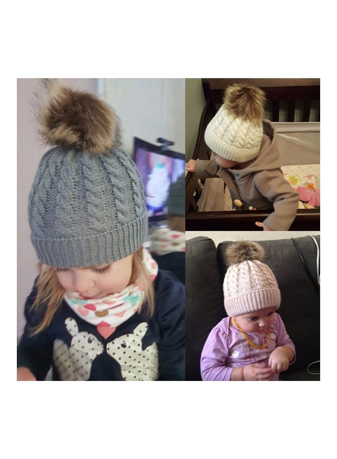 Winter Warm Women Knitted Crochet Wool Hat Hair Ball Earmuffs Caps Infant Toddler Kid Cute Hairball Beanie Cap 25.0x15.0x3.0cm