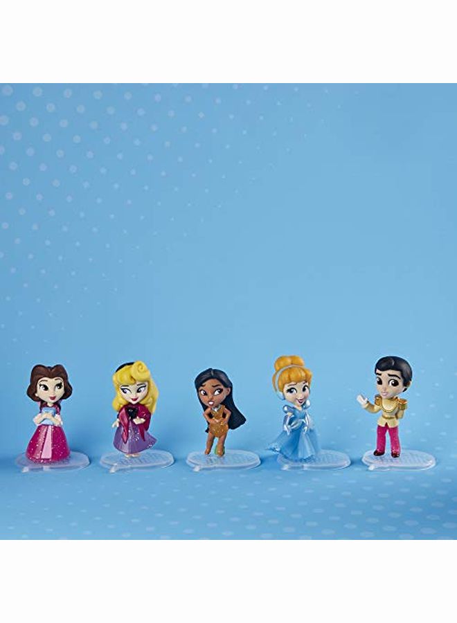 Princess Comics Dolls Glitter Pack With Cinderella Prince Charming Belle Aurora And Pocahontas Toy With 5 Dolls