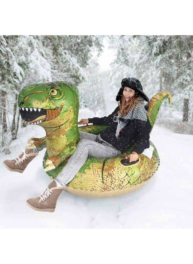 Dinosaur Snow Tube, Finduwill 64.9 Inch Inflatable Snow Sled With Handles, Giant Trex Snow Tubes Sleds For Kids And Adults (Reinforced Doublelayers Bottom)