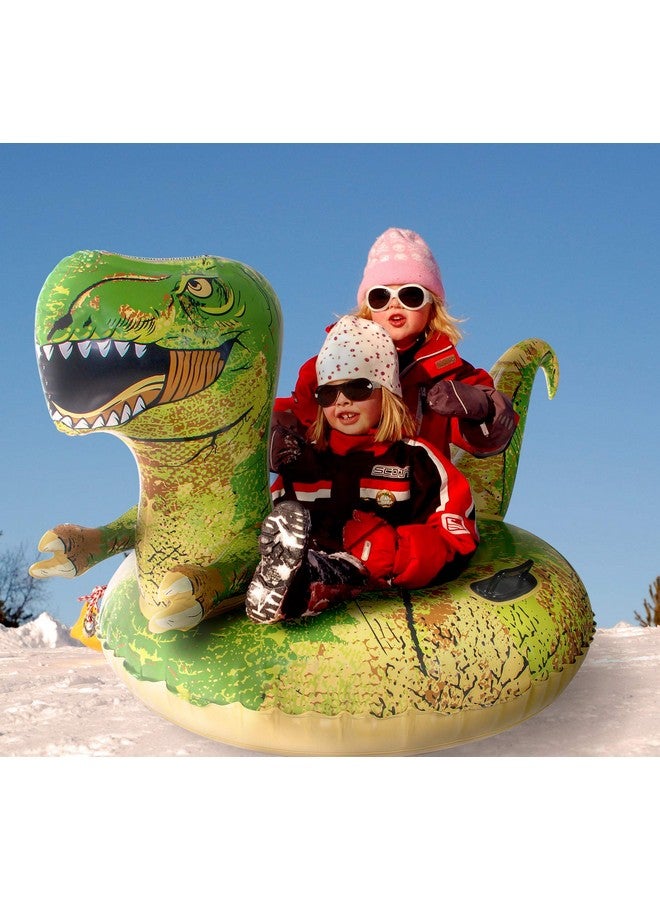 Dinosaur Snow Tube, Finduwill 64.9 Inch Inflatable Snow Sled With Handles, Giant Trex Snow Tubes Sleds For Kids And Adults (Reinforced Doublelayers Bottom)