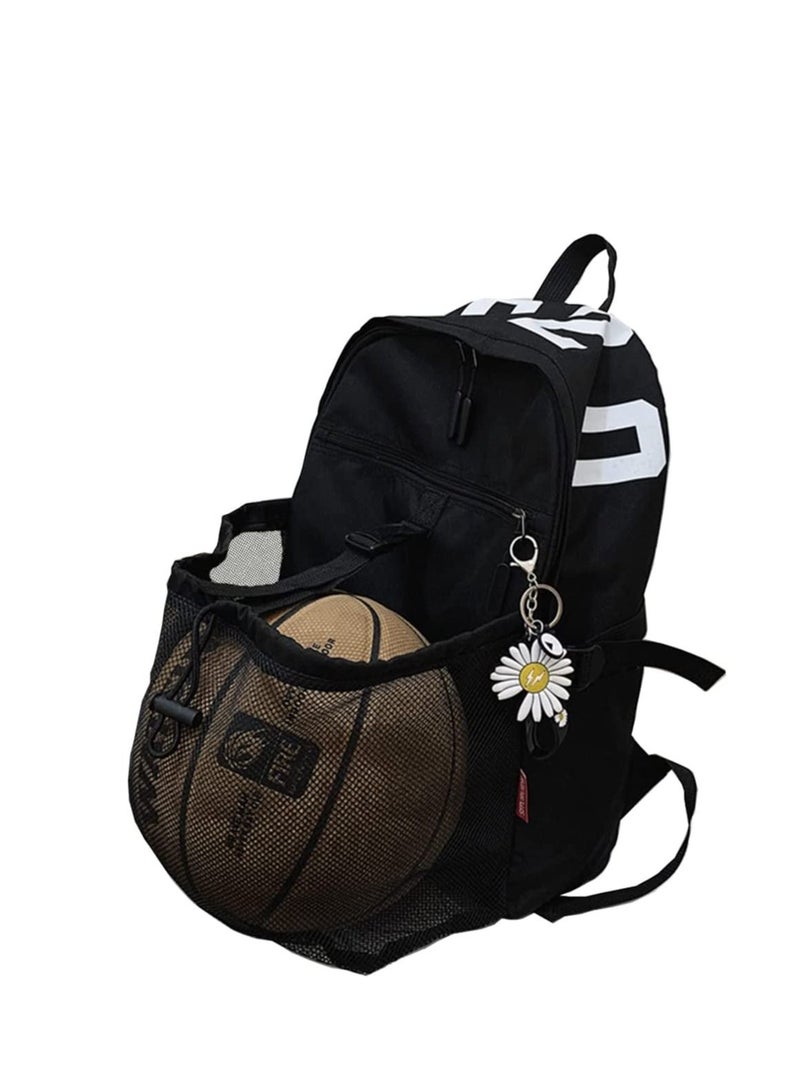 Basketball Backpack, Youth Football Bag,  Large Sports Bag With Ball Compartment for Men Women Boys Girls, Basketball, Soccer, Volleyball, Rugby Unisex Sports Backpack (Black)