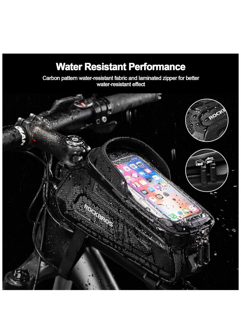 ROCKBROS Bicycle Bag Waterproof Touch Screen Cycling Bag Top Front Tube Frame MTB Road Bike Bag 6.5 Phone Case Bike Accessories