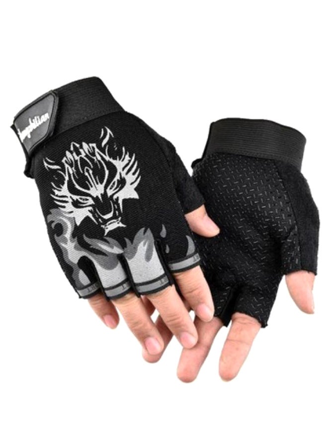 2-Piece Semi Fingers Training Gloves One Size