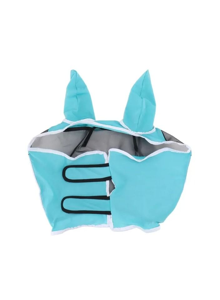 1-Piece Mesh Breathable Fly and Mosquito Prevention Horse Mask,Elastic UV Protection Mask,Size S,Colour Blue