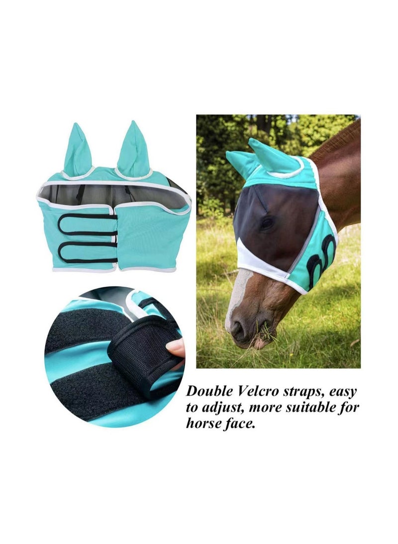 1-Piece Mesh Breathable Fly and Mosquito Prevention Horse Mask,Elastic UV Protection Mask,Size S,Colour Blue