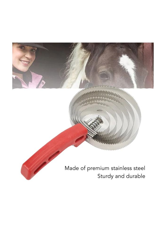 1-Piece Horse Curry Combs,6 Turns Stainless Steel Spring Curry Horse Comb Brush,Itch Relief Horse Hair Brushes