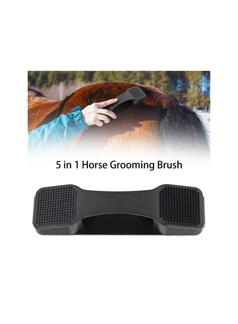 1-Piece Handle Horse Shedding Scrubber Tool,Removal Hair Comb Massage Brush for Horse,Horse Grooming Sweat Brush Cleaning Kit