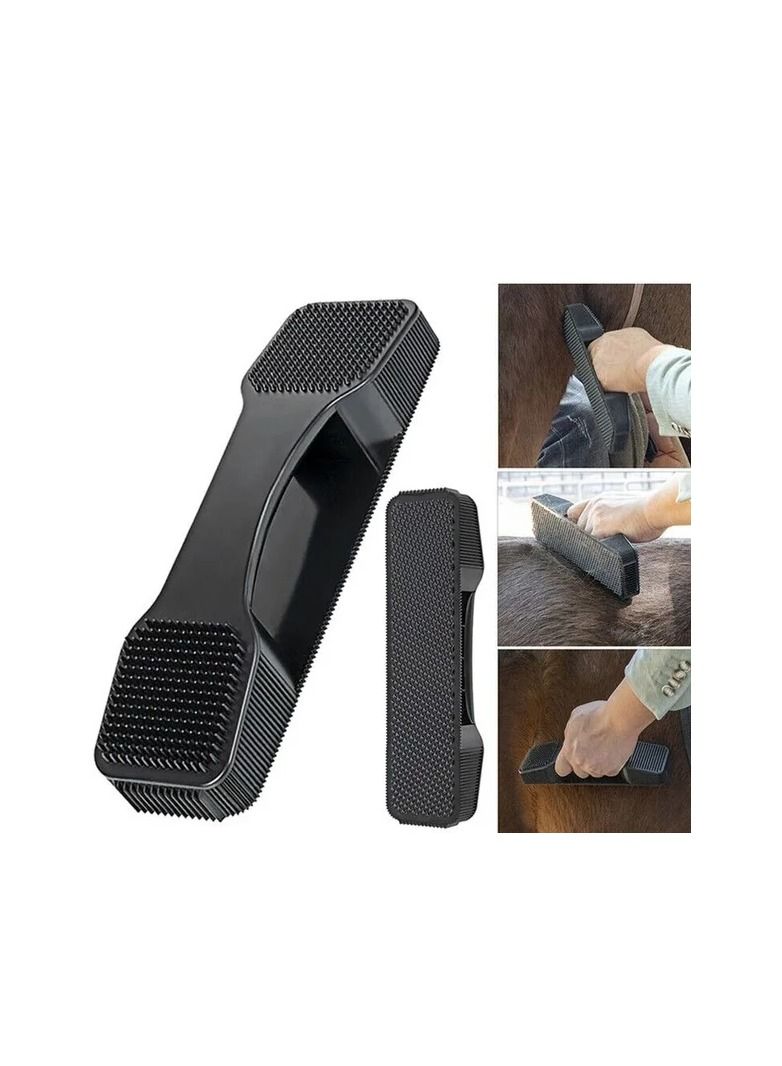 1-Piece Handle Horse Shedding Scrubber Tool,Removal Hair Comb Massage Brush for Horse,Horse Grooming Sweat Brush Cleaning Kit