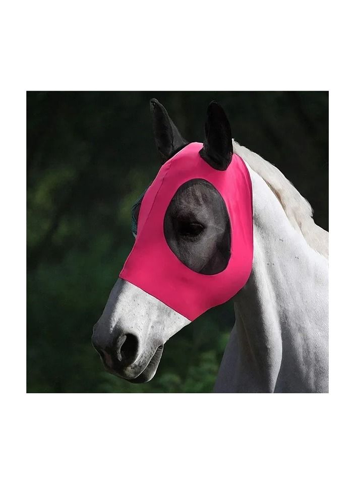 1-Piece Anti Mosquito Protect Horse Mask,Anti-Flyworms Breathable Mesh Horse Mask Riding Equestrian Equipment,Colour Pink