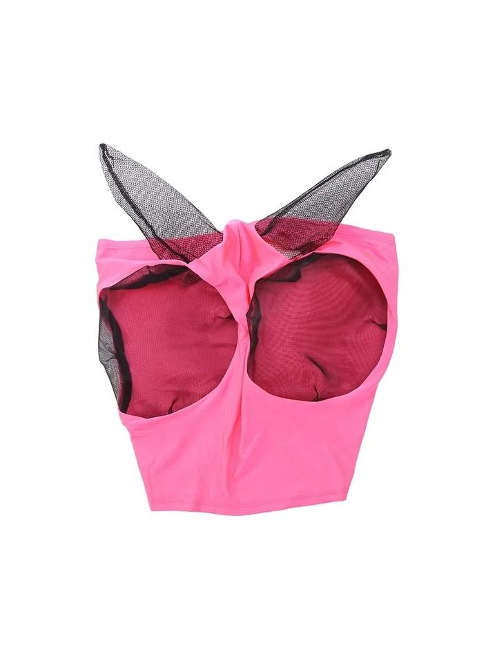 1-Piece Anti Mosquito Protect Horse Mask,Anti-Flyworms Breathable Mesh Horse Mask Riding Equestrian Equipment,Colour Pink