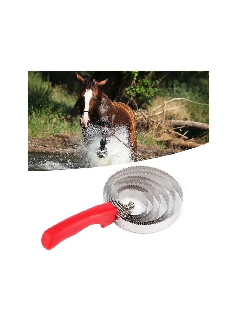 1-Piece Horse Stainless Steel Itching Scraper Brush,Horse Equine Sweat Scraper Shedding Comb with Soft Hand Grip