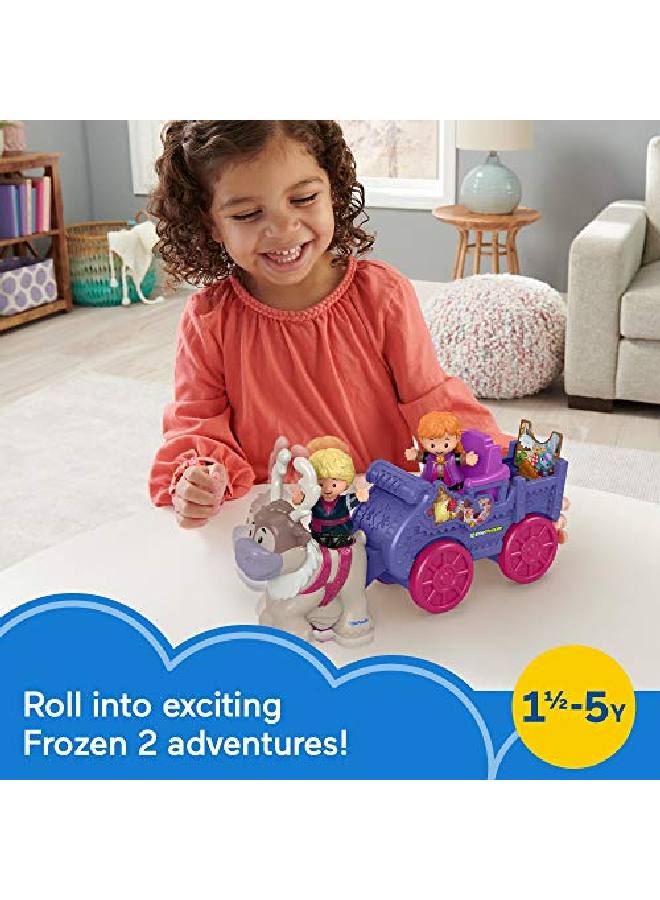 Little People Frozen 2 Anna & Kristoff?S Wagon Pushalong Vehicle With Character Figures For Toddlers And Preschool Kids