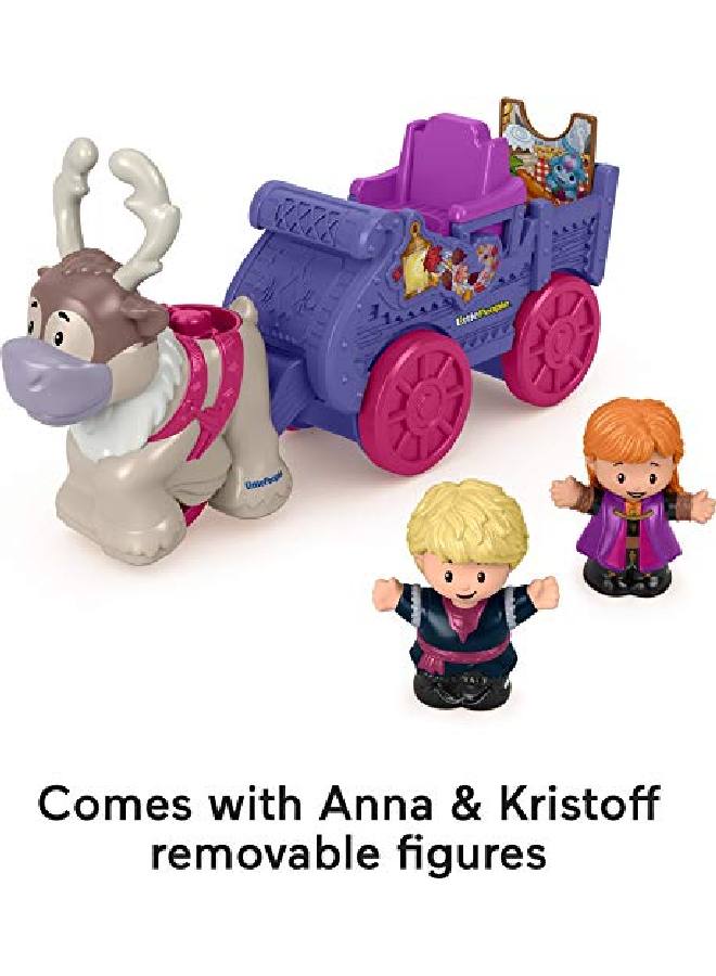 Little People Frozen 2 Anna & Kristoff?S Wagon Pushalong Vehicle With Character Figures For Toddlers And Preschool Kids