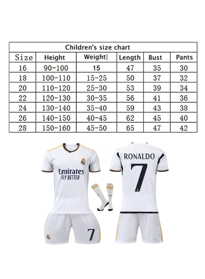 2324 Real Madrid Ronaldo #7 Football Jerseys Shirt Kids Soccer Training uniform Suit