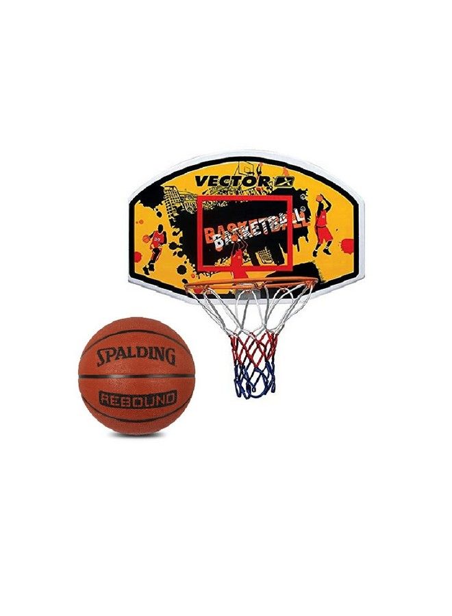 Wall Mounted Ring With Backboard For Basketball Sports Training Wall Mount Basketball Board Ring With Net & Ball Size 7 (29.5