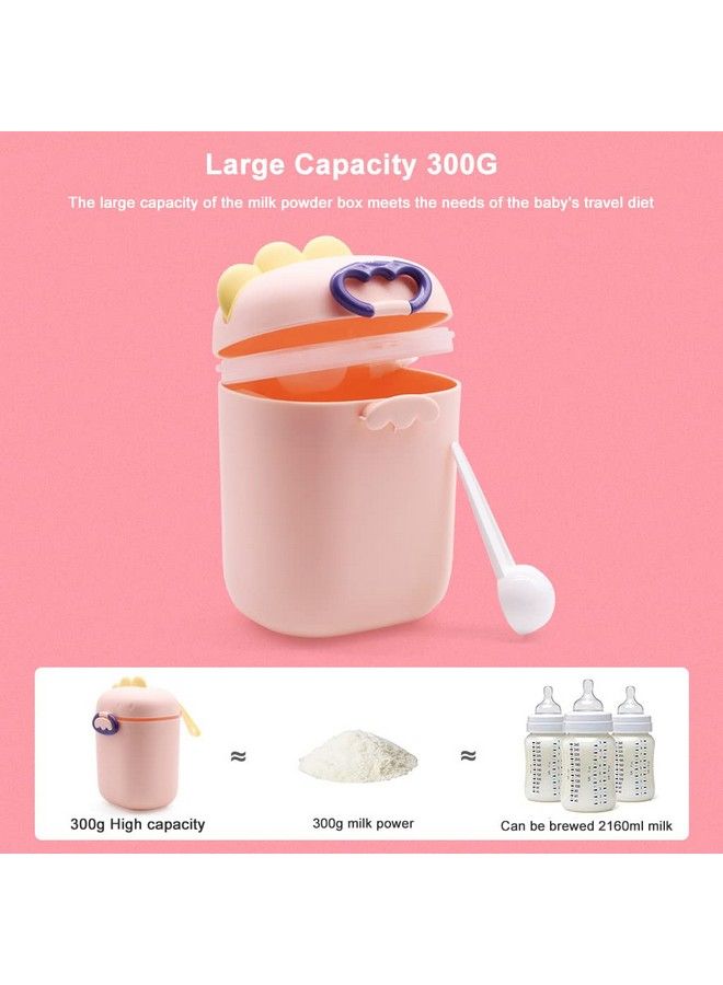 300 Grams Baby Formula Dispenser Portable Milk Powder Dispenser Container With Carrying Handle And Scoop Foodgrade Pp Double Layer Anti Leak Design For Outdoor Travel Home (Pink)