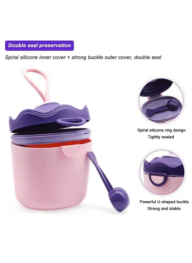 300G Baby Formula Dispenser Portable Milk Powder Dispenser Container With Carrying Handle And Scoop Foodgrade Pp Double Layer Anti Leak Design For Outdoor Travel Home (Purple)