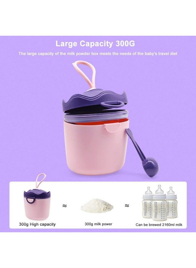 300G Baby Formula Dispenser Portable Milk Powder Dispenser Container With Carrying Handle And Scoop Foodgrade Pp Double Layer Anti Leak Design For Outdoor Travel Home (Purple)