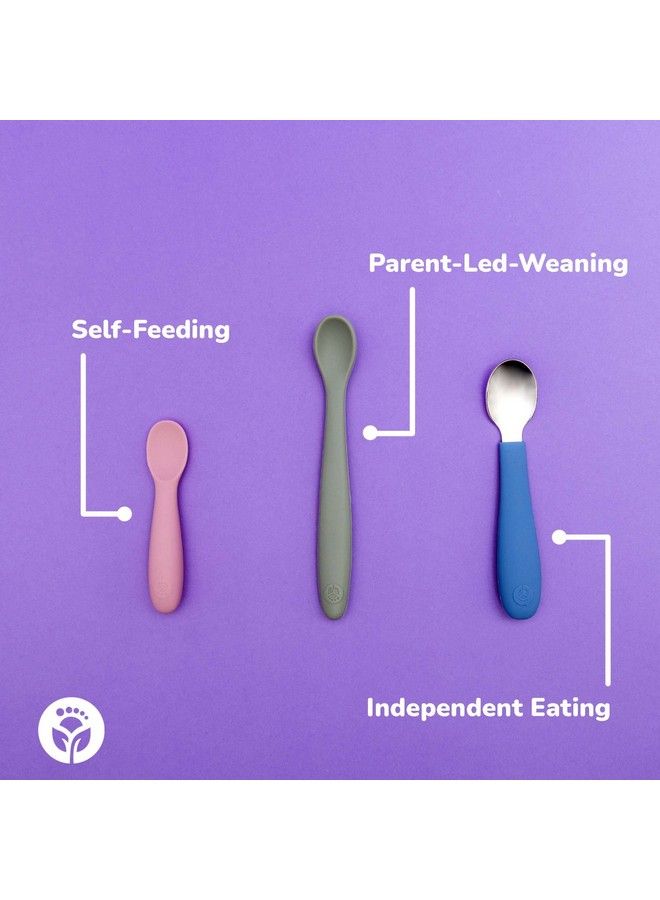 Silicone Baby Spoons First Stage Infant Feeding Spoons With Soft Tip Bendable Baby Utensils For Parent & Self Feeding Ultra Durable & Chewproof Dishwasher Safe Set Of 3