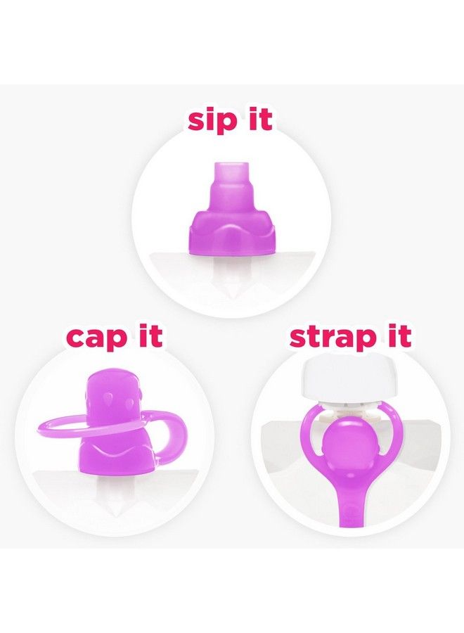 Softsip Food Pouch Tops ; Red Purple + White Travel Case ; Prevent Spills And Protect Childs Mouth