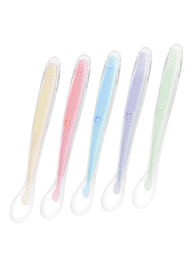 Baby Silicone Spoons 5 Pcs Baby Silicone Soft Spoonsbest First Stage Baby Infant Spoons Bpa Free Soft Silicone Baby Training Feeding Spoons For Microwave Dishwasher And Freezer Safe