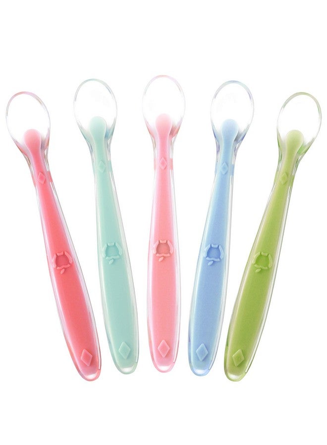 Best First Stage Baby Infant Spoons 5Pack Soft Silicone Baby Spoons Training Spoon Gift Set For Infant