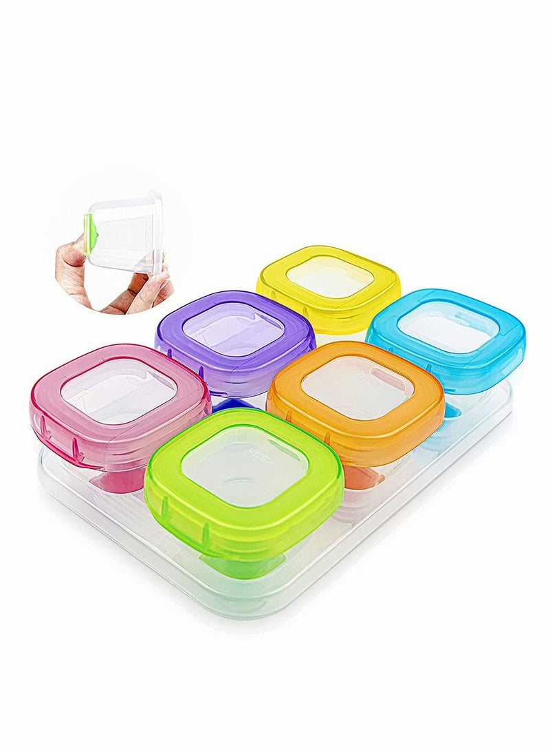 Baby Food Blocks Containers, Leakproof Baby Food Containers with Lid and Soft Base, BPA Free Resuable Baby Food Jars for Freezer, Microwave Dishwasher Safe 6Pcs 2oz