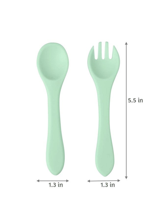 Silicone Baby Spoon And Fork Set; 6 Pack First Stage Baby Self Feeding Spoons 6+ Months; Toddler Baby Utensils 612 Months; Infant Baby Led Weaning Spoons Feeding Supplies