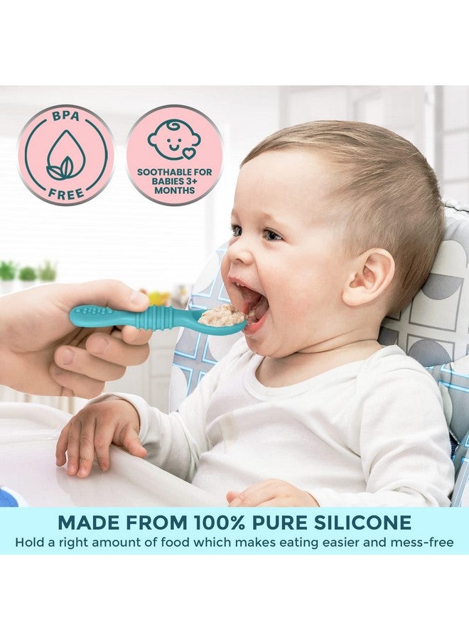 Silicone Baby Spoons First Stage Infant Feeding Spoon For Baby Led Weaning Bpa Lead Phthalate And Plastic Free Great Gift Set