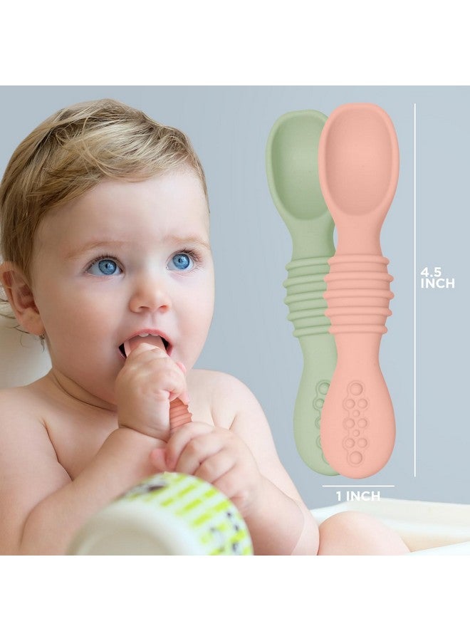 Silicone Baby Spoon Baby Led Weaning First Stage Baby Spoons Baby Feeding Spoon Set Gum Friendly Bpa Lead Phthalate & Plastic Free Baby Self Feeding Utensils For Infant & Toddler Great Gift Set