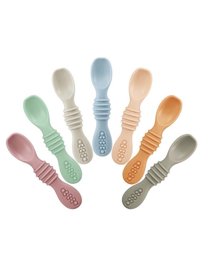 7 Pack Baby Led Weaning Spoons; Silicone Baby Spoons Self Feeding Utensils Toddler Infant Feeding Spoon First Stage