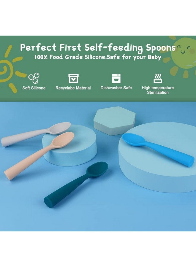 7 Pack Silicone Baby Feeding Spoons Best First Stage Baby Infant Spoons Bpafree Self Feeding Baby Utensils Baby Spoons Training Spoon Gift Set For Infant