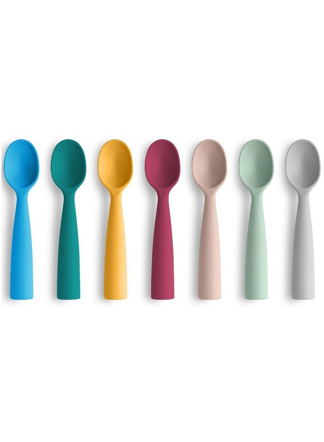 7 Pack Silicone Baby Feeding Spoons Best First Stage Baby Infant Spoons Bpafree Self Feeding Baby Utensils Baby Spoons Training Spoon Gift Set For Infant