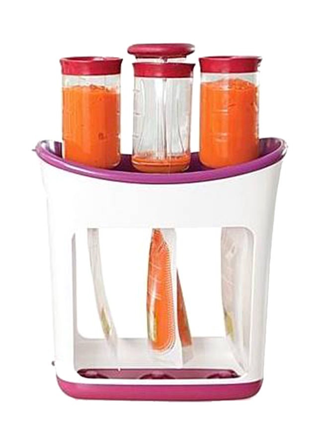 Feeding Line Squeeze Station Container, Food Pouch for Newborn Baby Store Homemade Fruit and Vegetable Puree, Soup, Smoothies, Porridge Include Feeding Spoon (Purple)