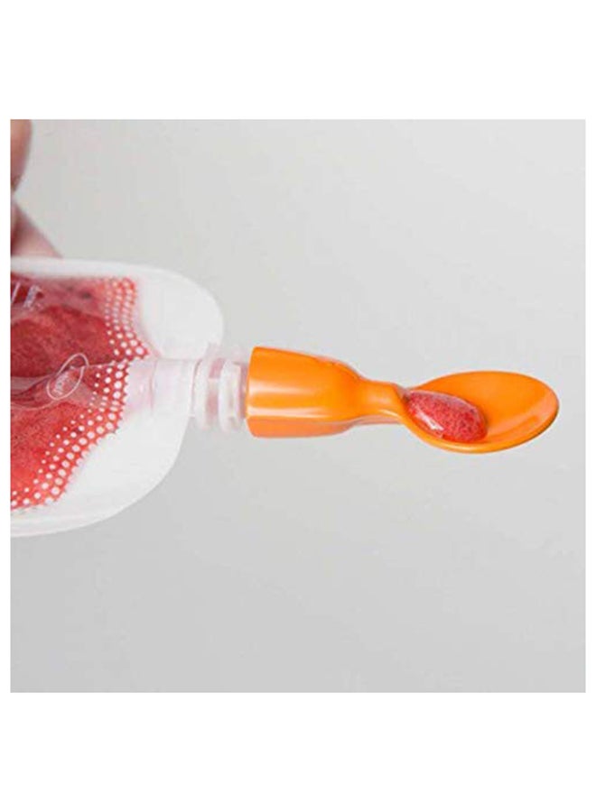 Feeding Line Squeeze Station Container, Food Pouch for Newborn Baby Store Homemade Fruit and Vegetable Puree, Soup, Smoothies, Porridge Include Feeding Spoon (Purple)