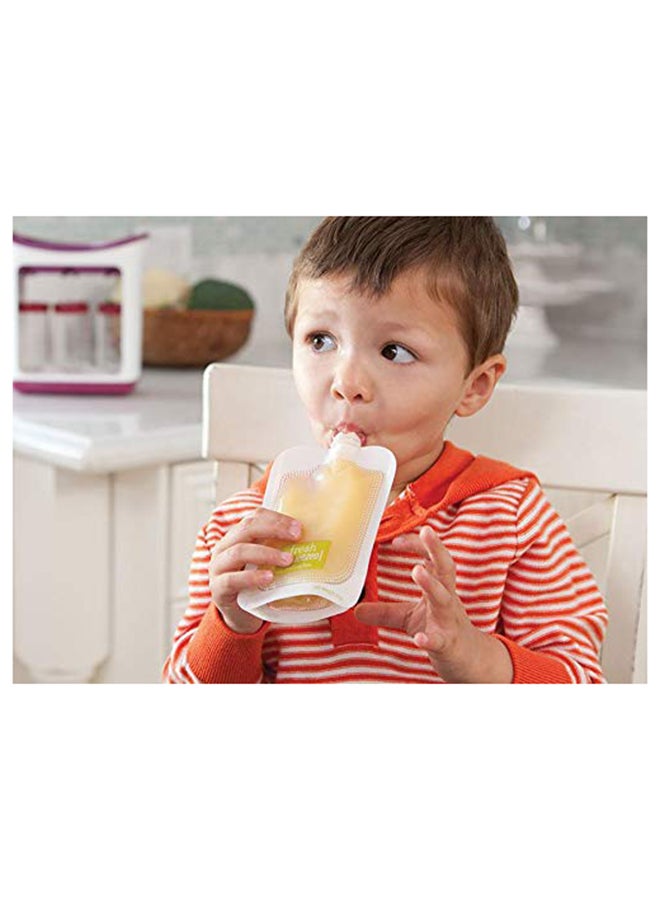 Feeding Line Squeeze Station Container, Food Pouch for Newborn Baby Store Homemade Fruit and Vegetable Puree, Soup, Smoothies, Porridge Include Feeding Spoon (Purple)