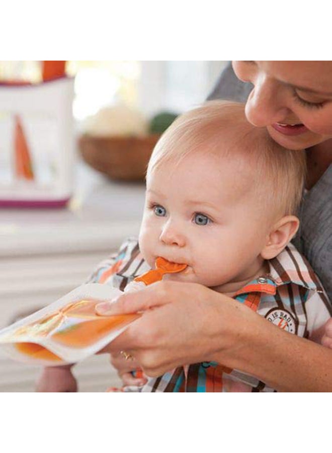 Feeding Line Squeeze Station Container, Food Pouch for Newborn Baby Store Homemade Fruit and Vegetable Puree, Soup, Smoothies, Porridge Include Feeding Spoon (Purple)