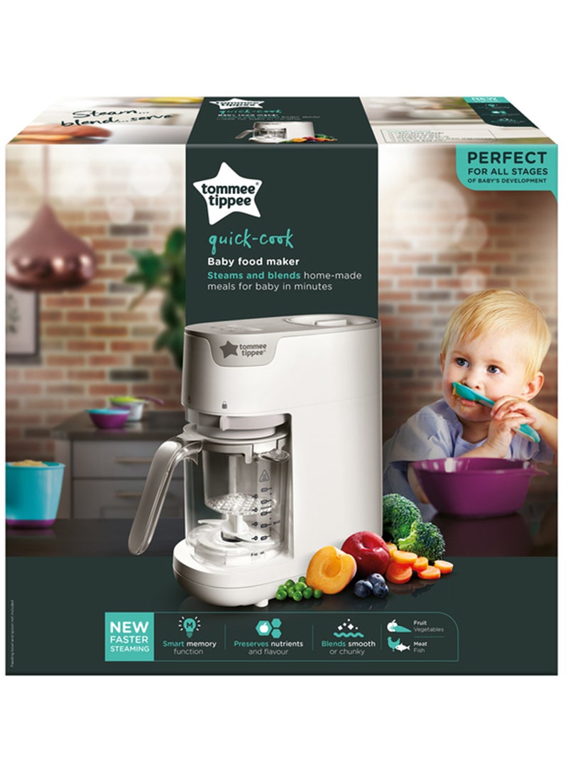 Quick-Cook Baby Food Maker, Blender And Steamer Food Processor For All Stages Of Baby Weaning, 200G Capacity, White