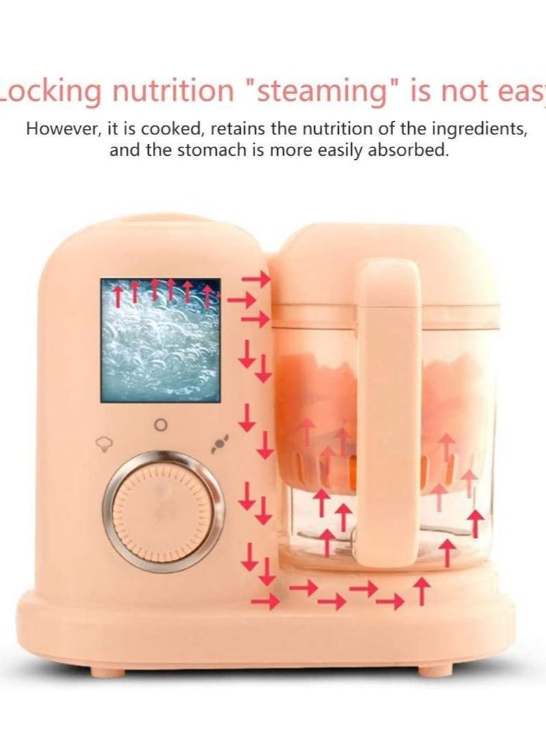 Baby Food Blender Electric Steamer Food Supplement Cooking Mixing  Grinder Cooking Pink