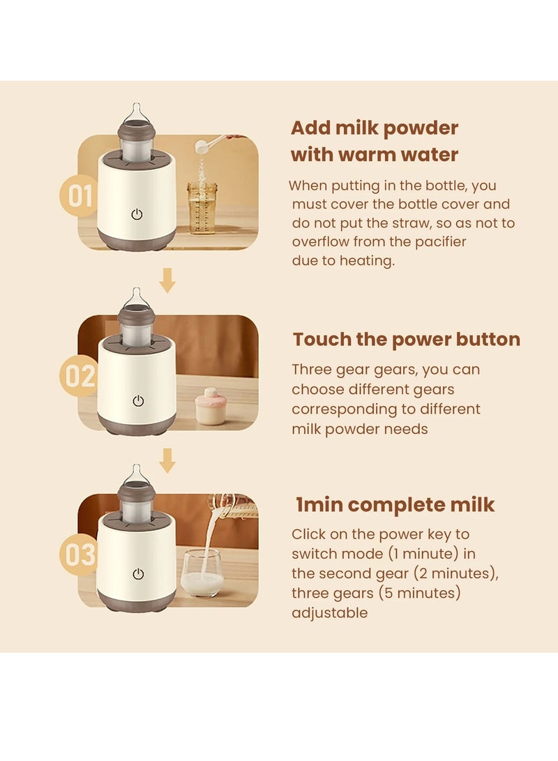 Baby Bottle Smart Milk Shaker 360 Degree Bidirectional Rotation 3 Speed Mode Rechargeable Shaker Bottle 50mm-82mm Diameter for Breastmilk Or Formula Milk