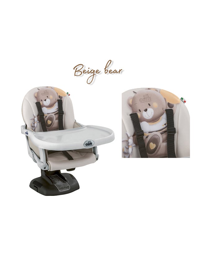 Idea Booster Baby Feeding Chair, Snack Seat, Smart Pop, Portable, Booster Seat With Tray Eating, Dinning Lightweight, Compact Fold, Travel - Beige Bear