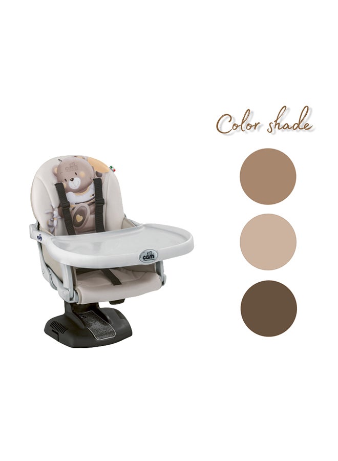 Idea Booster Baby Feeding Chair, Snack Seat, Smart Pop, Portable, Booster Seat With Tray Eating, Dinning Lightweight, Compact Fold, Travel - Beige Bear