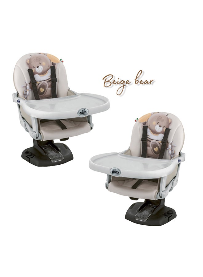 Idea Booster Baby Feeding Chair, Snack Seat, Smart Pop, Portable, Booster Seat With Tray Eating, Dinning Lightweight, Compact Fold, Travel - Beige Bear
