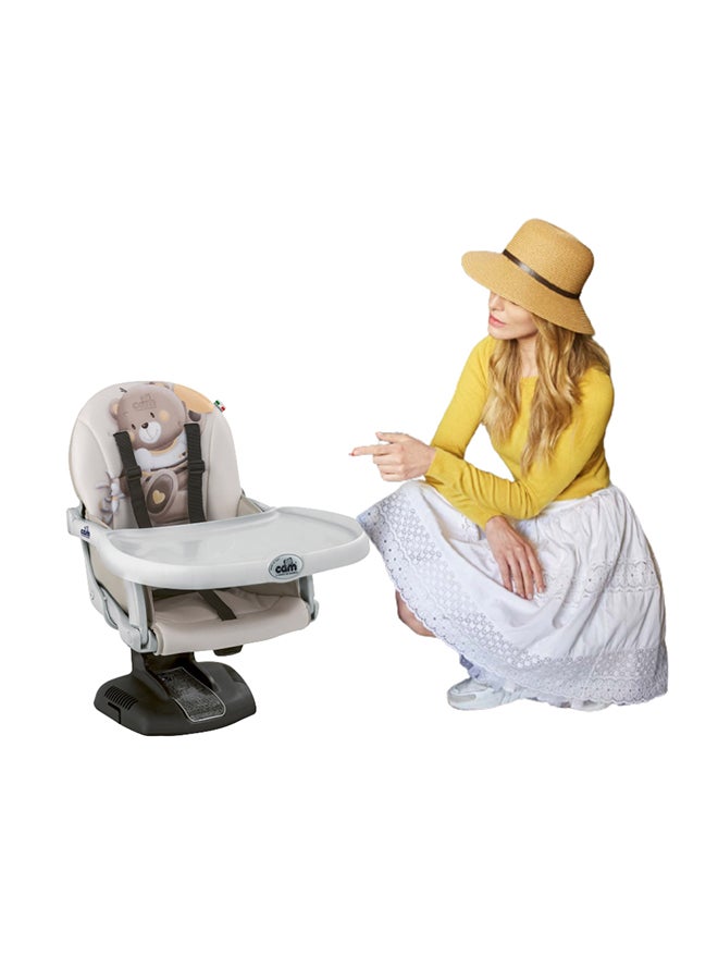 Idea Booster Baby Feeding Chair, Snack Seat, Smart Pop, Portable, Booster Seat With Tray Eating, Dinning Lightweight, Compact Fold, Travel - Beige Bear