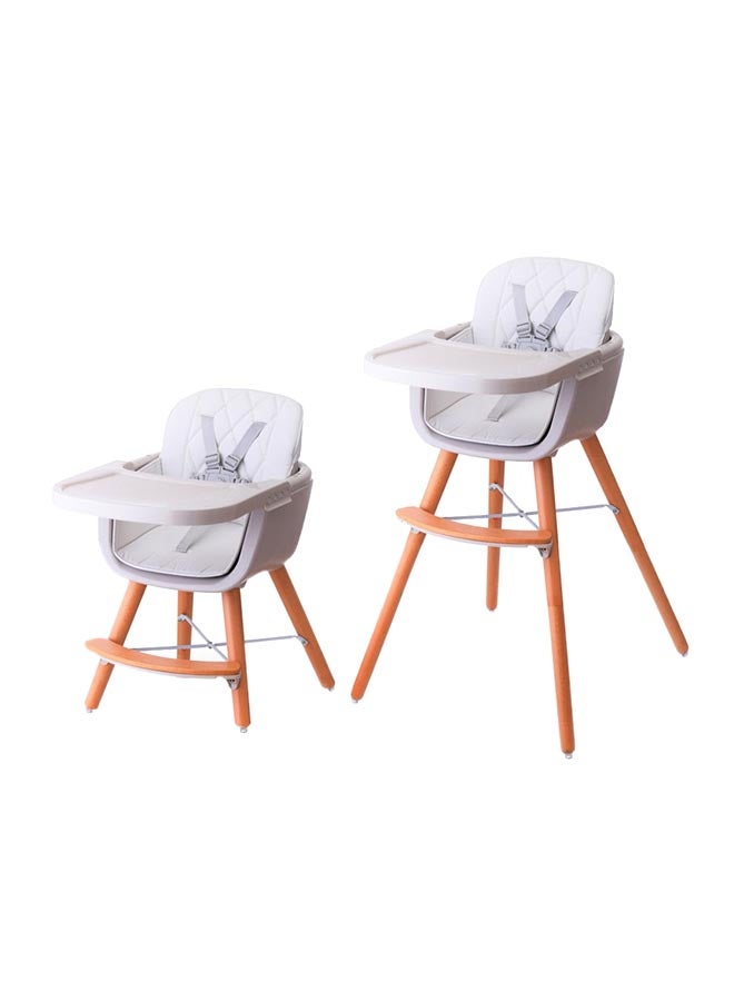 Premium Dual Height Wooden High Chair - White