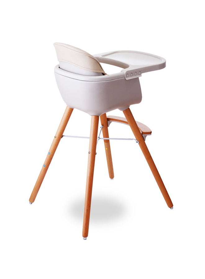 Premium Dual Height Wooden High Chair - Ivory