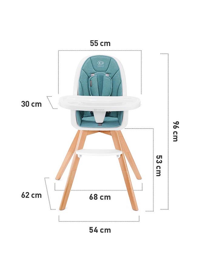 2 In1 Kinderkraft High Chair Tixi Turquoise