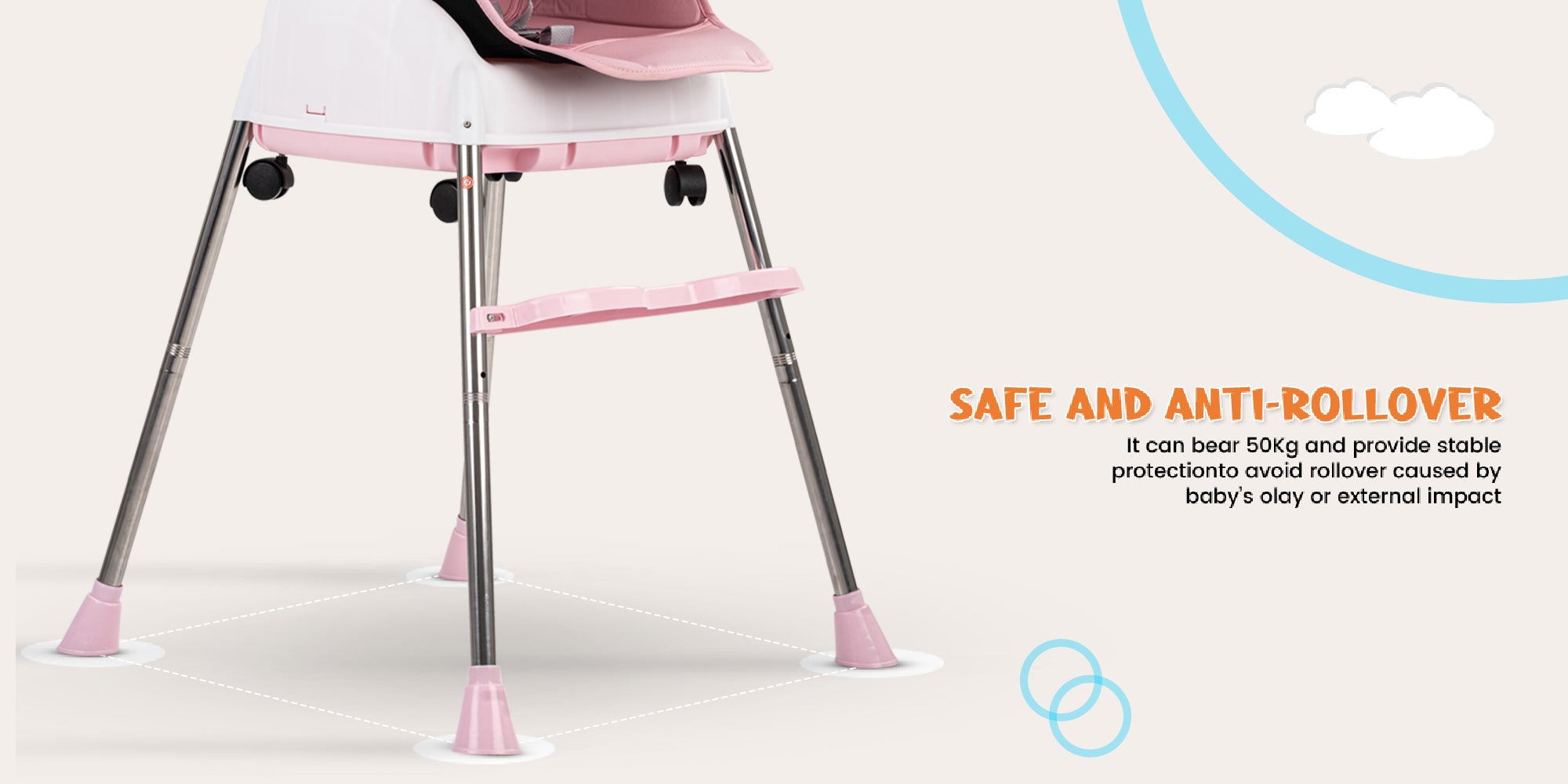 4 In 1 Nora Convertible High Chair For Kids With Adjustable Height And Footrest Baby Toddler Feeding Booster Seat With Tray Safety Belt Kids High Chair For Baby 6 Months To 4 Years Pink