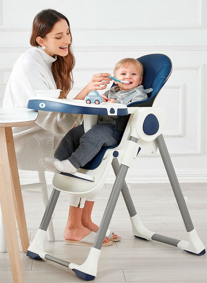 3 In 1 Emperia Plus Baby High Chair For Kids Feeding Chair With Adjustable Height Recline Safety Belt Baby Booster Seat For Baby Kids With Tray Kids High Chair For Baby 6 Months To 4 Years Blue